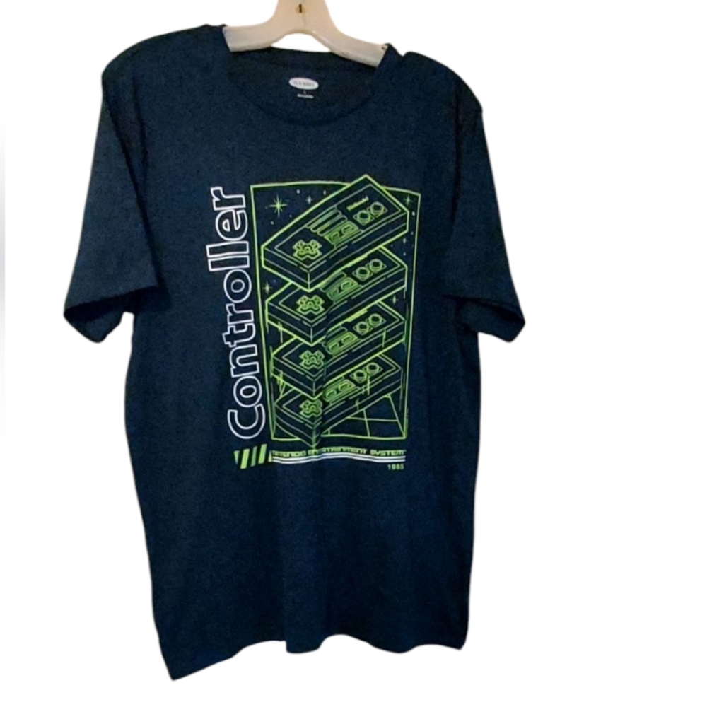 Nintendo Shirt Mens L Green Old Navy T Shirt Video Game NES Controller